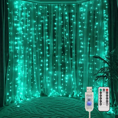 Vista 18 de suddus Luces de Cortina para Dormitorio, 90 Luces LED de Cadena Colgantes para Exteriores, Luces de Cortina de Hadas para Interiores para Navidad