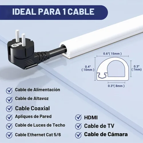 Vista 2 de Ocultador de cable de pared de 78 pulgadas, cubiertas de alambre para cables en la pared, corrector de cables flexible para ocultar cables