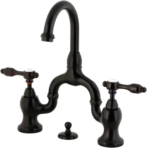 Vista 12 de Kingston Brass KS7993TAL Tudor Bridge grifo de baño emergente, latón antiguo Tudor collection; With brass pop-up; Solid brass construction for