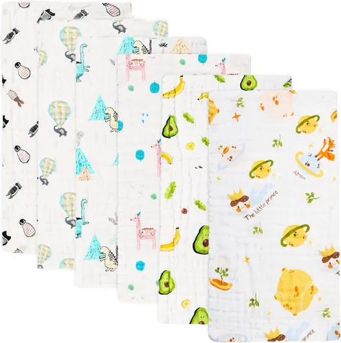 Vista 10 de Paños de muselina para bebé, algodón suave, 6 capas, grandes, 20 Multicolor