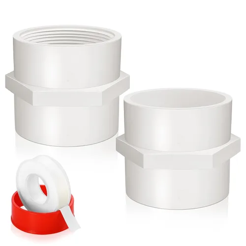 Vista 11 de Boltigen 5 piezas de accesorios de tubería de PVC blanco, adaptador conector de tubería de rosca hembra NPT de 2 pulgadas, acoplamiento de tubería