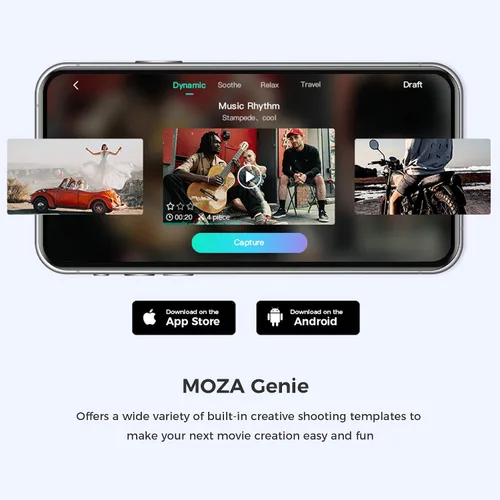 Vista 6 de MOZA Mini S cardán estabilizador de mano extensible de 3 ejes con reproducción rápida, zoom de un botón, lapso de tiempo, seguimiento de objetos