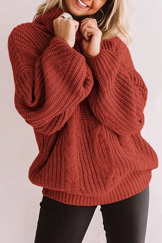 Vista 8 de ZESICA Women's 2023 Fall Long Sleeve Turtleneck Chunky Knit Loose Oversized Sweater Pullover Jumper Tops