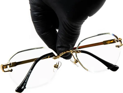 Vista 3 de Gafas de hip hop ovaladas con marco dorado retro sin montura para hombre