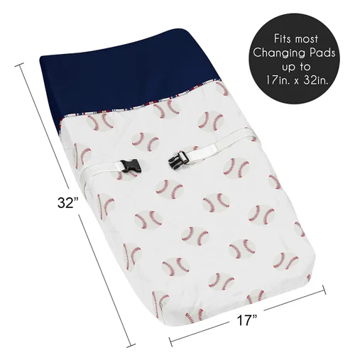 Vista 5 de Sweet Jojo Designs Funda para cambiador rojo, blanco y azul para colección deportiva de parche de béisbol
