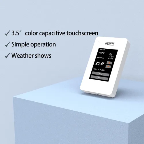 Vista 2 de HEATIT ET-7A Termostato programable con pantalla táctil y control por voz voice control, touchscreen display, programmable temperature settings