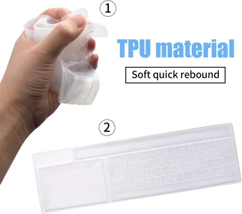 Vista 6 de BronaGrand Paquete de 2 protectores transparentes para teclado de computadora de escritorio para PC 104/107 teclas teclado estándar
