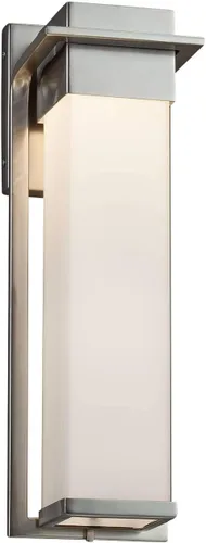 Vista 3 de Fusion Pacific - Lámpara de pared grande LED para exteriores, pantalla de vidrio artesanal en mercurio, acabado negro mate Mate negro