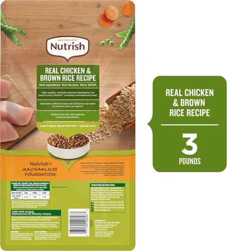 Vista 3 de Nutrish Comida seca para gatos, receta de pollo y arroz integral, bolsa