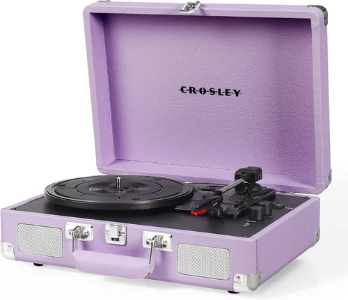 Vista 25 de Crosley CR8005F-AC Cruiser Plus - Tocadiscos vintage de 3 velocidades con Bluetooth, tipo maletín, reproductor de discos de vinilo, tablero