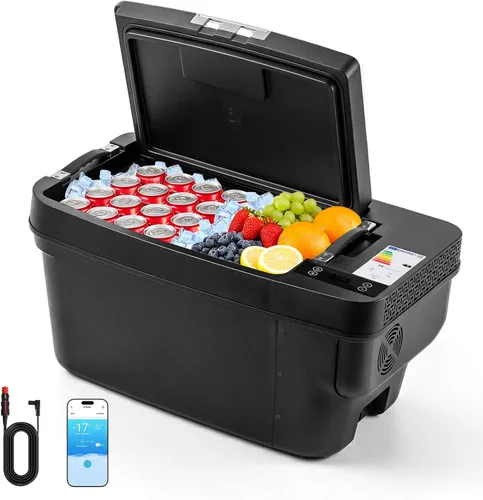 Vista 13 de VEVOR Refrigerador de 12 voltios, refrigerador de coche de 21.1 QT/20L para Tesla Model 3, compresor eléctrico portátil con control de aplicación