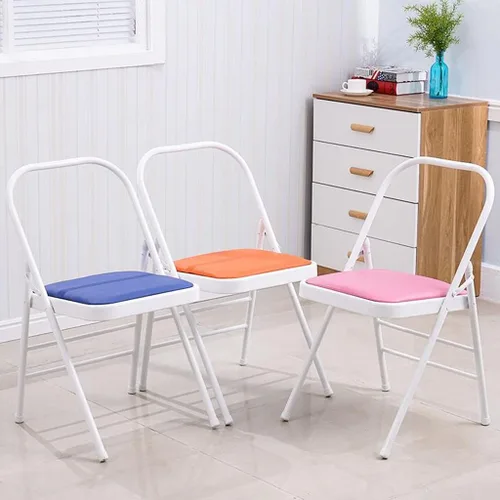 Vista 2 de Folding Chairs Muebles plegable respaldo silla cómodo simple acolchado marco de metal ahorro de espacio de almacenamiento