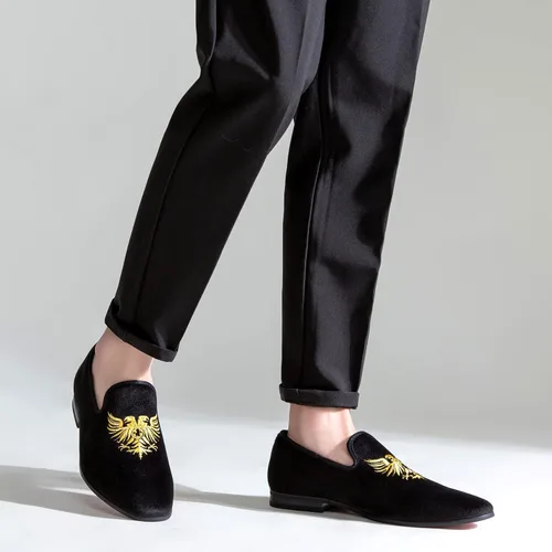 Vista 6 de Jousen Mocasines de terciopelo para hombre, zapatos de vestir, suaves, vintage, de lujo, para boda, fiesta, baile de graduación para hombres
