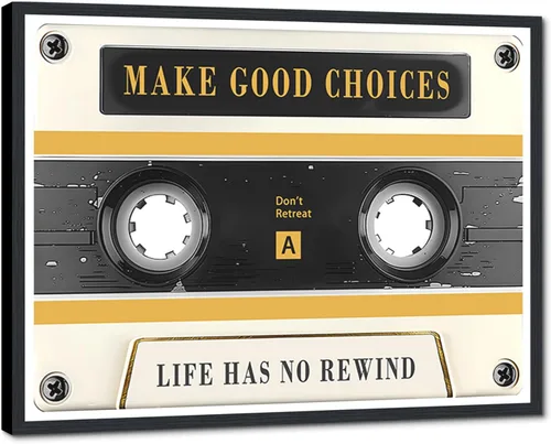 Vista 96 de Novatique Arte de Pared de Cinta de Casete Decoración de Sala de Música Póster Impreso Life Has No Rewind Casete Lienzo Arte de Pared Pósters