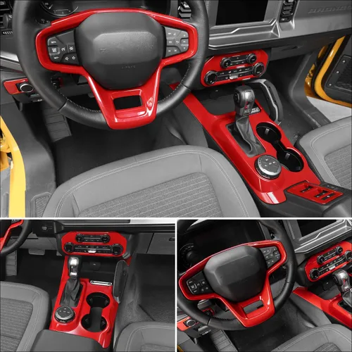Vista 7 de RAZPOY para Bronco Decoración Interior de 9 Piezas - Panel de Palanca de Cambios, Volante, Moldura de Manija de Puerta Interior Compatible