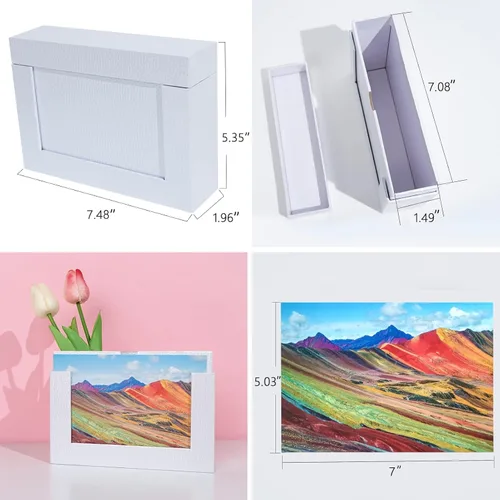 Vista 6 de Caja de almacenamiento de 5 x 7, cajas de cartón para fotos de familias pequeñas y parejas, cajas de regalo, color blanco plateado