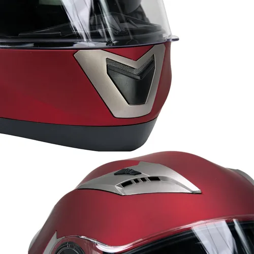 Vista 8 de Milwaukee Helmets MPH9826DOT - Casco modular de motocicleta 'ionizado' rojo plano avanzado con visera desplegable
