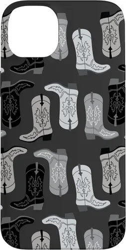 Vista 15 de Cowboy Boot Illustration Preppy Western in Black and White Case for iPhone 17