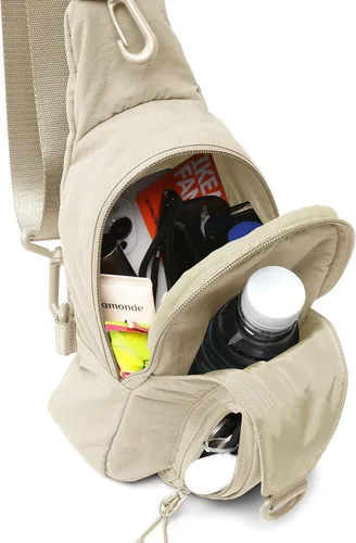 Vista 3 de ODODOS Bolso bandolera diario con correas ajustables, bolso cruzado en el pecho, mochila pequeña ligera para viajes casuales y senderismo
