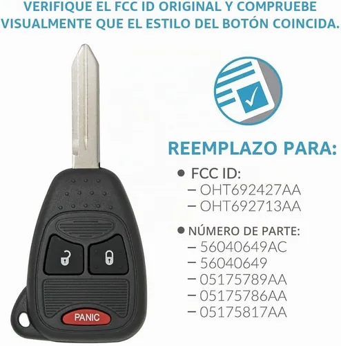 Vista 4 de Keyless2Go Reemplazo para llave de auto con entrada sin llave para vehículos que utilizan llave de 3 botones OHT692427AA - Paquete de 2