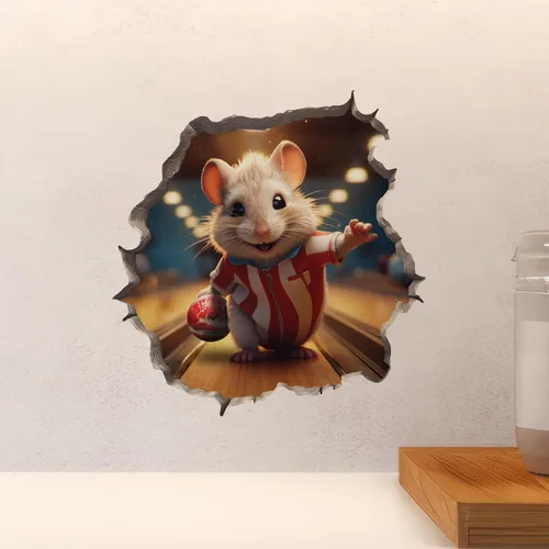 Vista 4 de Calcomanía de pared 3D con agujero de ratón con agujero de ratón
