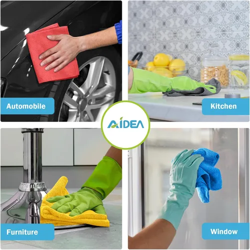 Vista 4 de AIDEA Microfiber Cleaning Cloth Blue-50PK, Soft Absorbent Shop Rags, Microfiber Towels for Cars, Kitchen Towels, Dusting Cloth for Home, Window