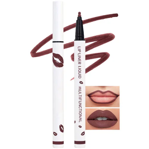 Vista 9 de Kaely Lápiz delineador de labios líquido de larga duración rosa impermeable, marcador de manchas de 24 horas, delineador de labios 2 en 1 mate