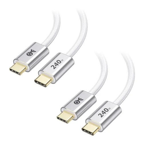 Vista 8 de Cable Matters Cable trenzado de carga rápida USB C de 240W - 3 pies, cable USBC a USBC, sin video, cable de carga rápida de 240W tipo C compatible