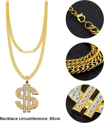 Vista 3 de Kit de disfraz de hip hop, accesorios de rapero de los años 8090, disfraz de hip hop, traje de los años 90 para hombres y mujeres, sombrero y lentes