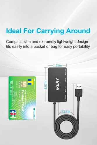 Vista 4 de Hub USB 3.0 de 4 puertos, concentrador de transferencia de datos de alta velocidad de 5 Gbps para laptop, PC, MacBook - Puertos portátiles tipo A