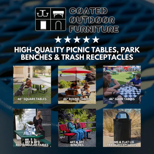 Vista 2 de COATEDOUTDOORFURNITURE Mesa de picnic cuadrada de 46 pulgadas, expandida, color negro