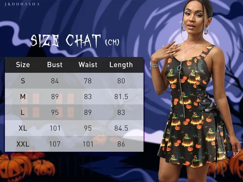 Vista 7 de J&DHUASHA Vestido de Halloween para mujer, gótico, de cintura alta, sin espalda, tirantes delgados, cremallera media, vestido de fiesta de Halloween