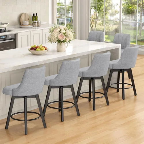 Vista 39 de REONEY Counter Height Swivel Bar Stools, 24" Modern Upholstered Barstools