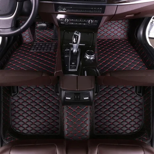 Vista 25 de Nuevas alfombrillas de coche personalizadas para Sedán, SUV, camioneta, alfombrillas de cuero para todo tipo de clima, Negro Alfombras para Carro