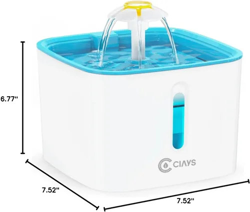 Vista 6 de Ciays - Fuente de agua para gatos, fuente de agua automática para mascotas, dispensador de agua para perros de 84 onzas/2.5 L con 3 filtros