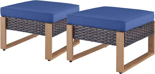 Vista 16 de Rilyson Sofá de mimbre para patio al aire libre, sofá de muebles de patio de ratán con marco resistente, mimbre de polietileno para todo