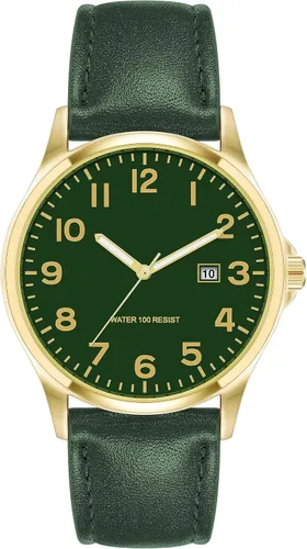 Vista 6 de Amazon Essentials Reloj Analógico de Banda de Cuero de 42mm Fácil de Leer para Hombres Negro/Plata