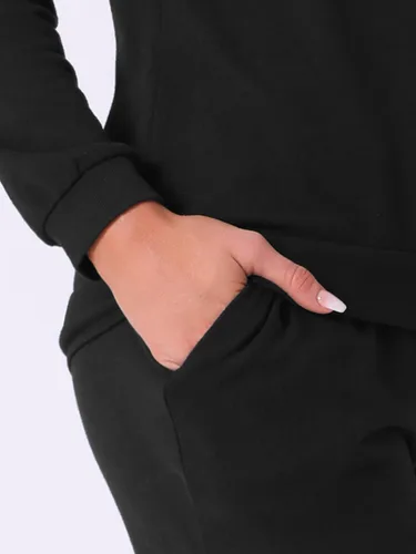 Vista 4 de cheibear Conjunto de pijama de manga larga para mujer, sudadera Kint con estampado de estrellas, ropa de dormir de 2 piezas Negro