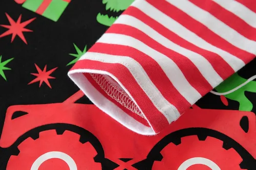Vista 7 de Camisetas de Navidad para niños y niñas, camisetas de dinosaurio a rayas, camiseta de manga larga para niños, camiseta de camión para niños