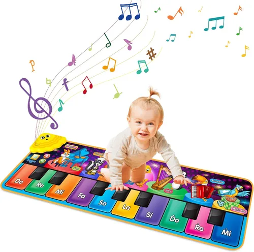 Vista 8 de Alfombrillas de Piano Musical para Niños con 25 Sonidos Musicales, Juguetes Musicales Alfombra de Teclado de Piano para Bebés Manta de Animales