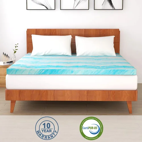 Vista 2 de Cubrecolchón de espuma viscoelástica de gel de 2 pulgadas para cama de tamaño individual Balanced Comfort, Pressure Relief, Ventilated Breathable