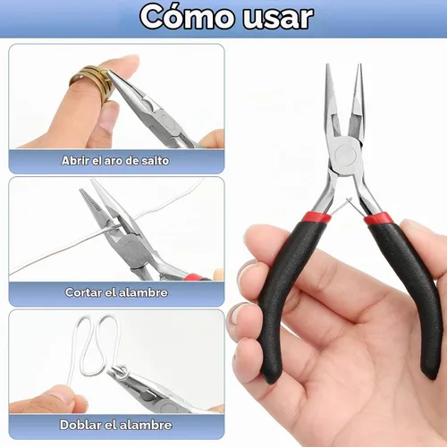 Vista 2 de Billbotk Alicates de Punta de Aguja para Hacer Joyería, Alicates de Punta Larga para Artesanía, Alicates de Punta de Aguja para Hacer Joyería