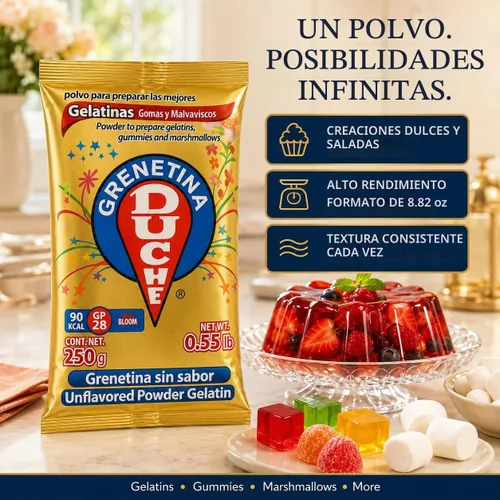 Vista 4 de Duche Grenetina Sin Sabor, Gelatina en Polvo Sin Sabor 250g