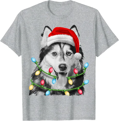 Vista 33 de Camiseta para niños con diseño de hachís siberiano con luces de árbol de Navidad Negro