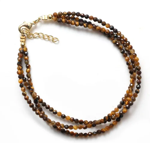 Vista 31 de Gempires - Pulseras de cuentas naturales de múltiples hebras, ligeras, hechas a mano, hipoalergénicas, de 8 pulgadas, chapadas en oro, elegantes