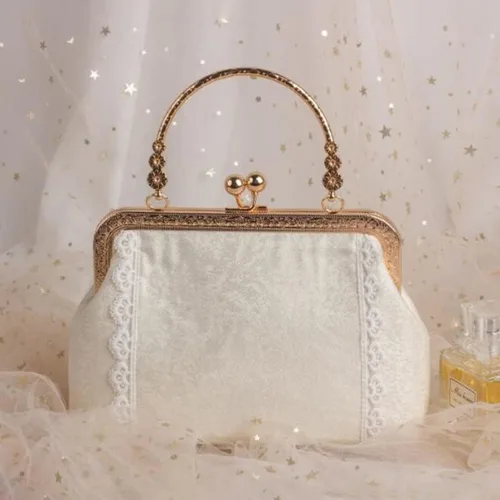 Vista 2 de Bolso bordado de estilo chino para las mujeres Vintage Metal Frame Kiss Lock Embrague Bolso Femenino étnico Monederos Wrap