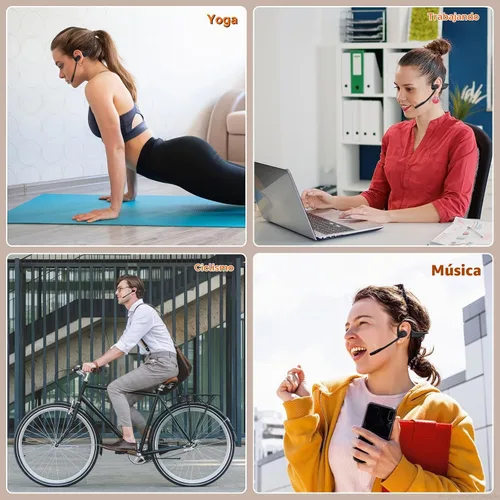 Vista 7 de Auriculares de oreja abierta con micrófono, auriculares Bluetooth de doble conexión con micrófono (cancelación de ruido AI), auriculares Bluetooth