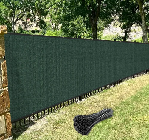 Vista 8 de Windscreen4less Pantalla de valla de privacidad resistente para valla de viento, malla de malla con ranuras de latón para pared al aire libre, Verde