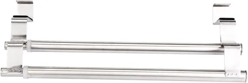 Vista 9 de Mxzzand Toallero telescópico para baño, toallero telescópico de acero inoxidable de doble capa de acero inoxidable para colgar toallas de baño