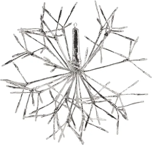 Vista 7 de Alpine Corporation Adorno de copo de nieve colgante en 3D de ramita de Navidad para interiores de 10 pulgadas de alto, con luces LED, rojo
